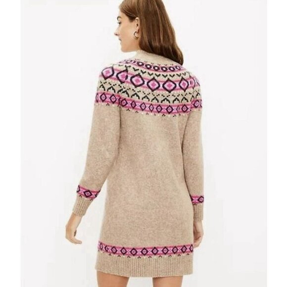 Loft Fair Isle Print Knit Sweater Dress Womens Size XS NWT $89 Acrylic Blend - Picture 2 of 11